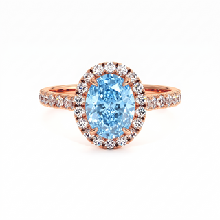 Bague Odéon Ovale, diamant bleu de laboratoire, or rose 18 carats — Maison Laveran Paris