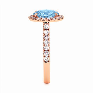 Bague Odéon Ovale, diamant bleu de laboratoire, or rose 18 carats — Maison Laveran Paris