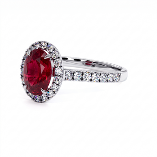 Bague Odéon Ovale, rubis synthétique (pierre de synthèse), or blanc 18 carats ou platine 950 — Maison Laveran Paris