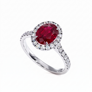 Bague Odéon Ovale, rubis synthétique (pierre de synthèse), or blanc 18 carats ou platine 950 — Maison Laveran Paris