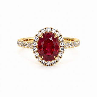 Bague Odéon Ovale, rubis synthétique (pierre de synthèse), or jaune 18 carats — Maison Laveran Paris