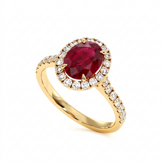 Bague Odéon Ovale, rubis synthétique (pierre de synthèse), or jaune 18 carats — Maison Laveran Paris