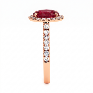 Bague Odéon Ovale, rubis synthétique (pierre de synthèse), or rose 18 carats — Maison Laveran Paris