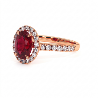 Bague Odéon Ovale, rubis synthétique (pierre de synthèse), or rose 18 carats — Maison Laveran Paris