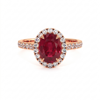 Bague Odéon Ovale, rubis synthétique (pierre de synthèse), or rose 18 carats — Maison Laveran Paris