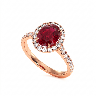 Bague Odéon Ovale, rubis synthétique (pierre de synthèse), or rose 18 carats — Maison Laveran Paris