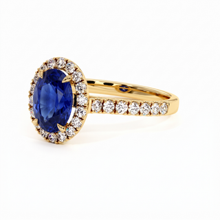 Bague Odéon Ovale, saphir bleu synthétique (pierre de synthèse), or jaune 18 carats — Maison Laveran Paris