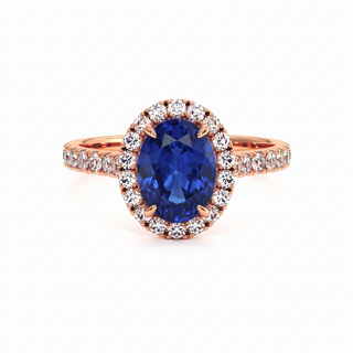 Bague Odéon Ovale, saphir bleu synthétique (pierre de synthèse), or rose 18 carats — Maison Laveran Paris