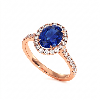 Bague Odéon Ovale, saphir bleu synthétique (pierre de synthèse), or rose 18 carats — Maison Laveran Paris