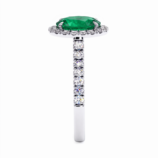 Bague Odéon Ovale, émeraude synthétique (pierre de synthèse), or blanc 18 carats ou platine 950 — Maison Laveran Paris