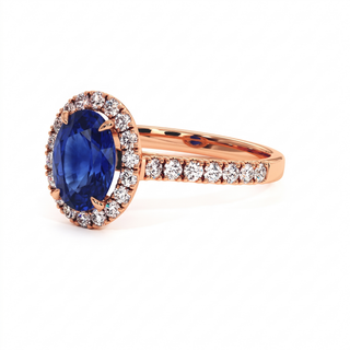 Bague Odéon Ovale, saphir bleu synthétique (pierre de synthèse), or rose 18 carats — Maison Laveran Paris