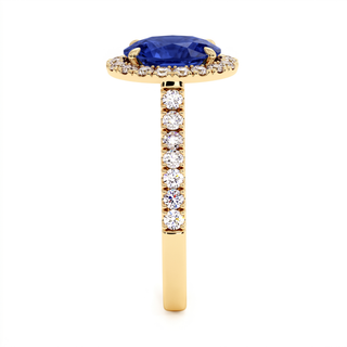 Bague Odéon Ovale, saphir bleu synthétique (pierre de synthèse), or jaune 18 carats — Maison Laveran Paris