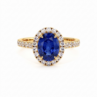 Bague Odéon Ovale, saphir bleu synthétique (pierre de synthèse), or jaune 18 carats — Maison Laveran Paris