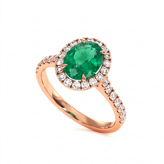 Bague Odéon Ovale, émeraude synthétique (pierre de synthèse), or rose 18 carats — Maison Laveran Paris