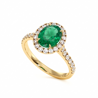 Bague Odéon Ovale, émeraude synthétique (pierre de synthèse), or jaune 18 carats — Maison Laveran Paris
