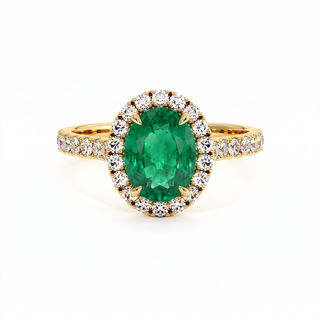 Bague Odéon Ovale, émeraude synthétique (pierre de synthèse), or jaune 18 carats — Maison Laveran Paris