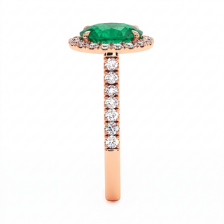 Bague Odéon Ovale, émeraude synthétique (pierre de synthèse), or rose 18 carats — Maison Laveran Paris