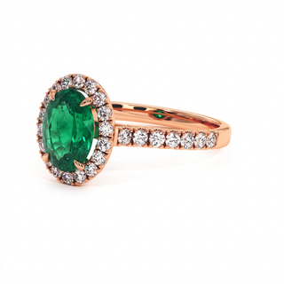 Bague Odéon Ovale, émeraude synthétique (pierre de synthèse), or rose 18 carats — Maison Laveran Paris
