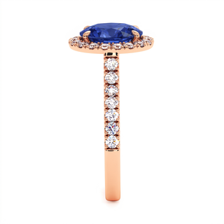 Bague Odéon Ovale, saphir bleu synthétique (pierre de synthèse), or rose 18 carats — Maison Laveran Paris