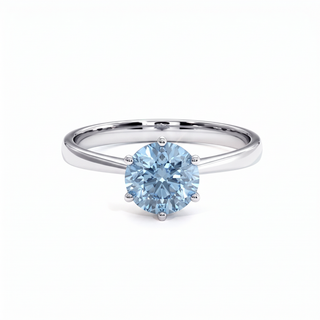 Palais Royal Ring, blue lab-grown diamond, 18k white gold or 950 platinum — Maison Laveran Paris