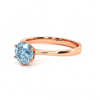 Palais Royal Ring, blue lab-grown diamond, three-quarter view, 18k rose gold — Maison Laveran Paris