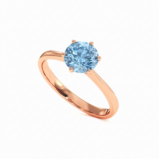 Palais Royal Ring, blue lab-grown diamond, perspective view, 18k rose gold — Maison Laveran Paris