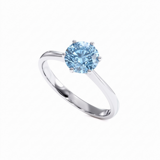 Palais Royal Ring, blue lab-grown diamond, perspective view, 18k white gold or 950 platinum — Maison Laveran Paris