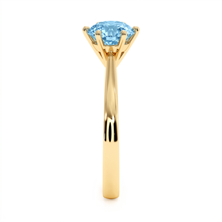 Palais Royal Ring, blue lab-grown diamond, profile view, 18k yellow gold — Maison Laveran Paris
