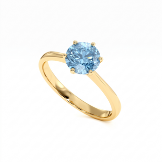Palais Royal Ring, blue lab-grown diamond, perspective view, 18k yellow gold — Maison Laveran Paris