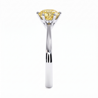 Palais Royal Ring, yellow lab-grown diamond, profile view, 18k white gold or 950 platinum — Maison Laveran Paris