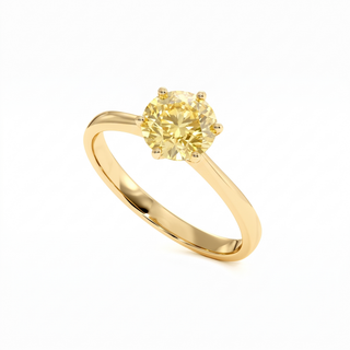 Palais Royal Ring, yellow lab-grown diamond, perspective view, 18k yellow gold — Maison Laveran Paris