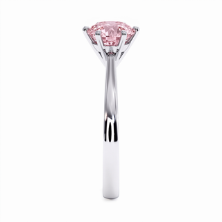 Palais Royal Ring, pink lab-grown diamond, profile view, 18k white gold or 950 platinum — Maison Laveran Paris