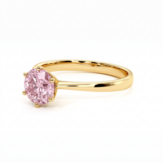 Palais Royal Ring, pink lab-grown diamond, three-quarter view, 18k yellow gold — Maison Laveran Paris