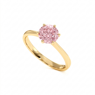 Palais Royal Ring, pink lab-grown diamond, perspective view, 18k yellow gold — Maison Laveran Paris