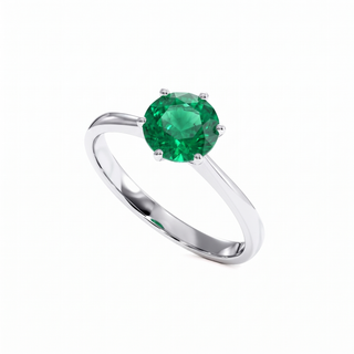 Palais-Royal-Ring, synthetischer Smaragd (synthetischer Stein), Perspektivansicht, 18 Karat Weißgold oder Platin 950 — Maison Laveran Paris