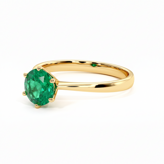 Palais-Royal-Ring, synthetischer Smaragd (synthetischer Stein), Dreiviertelansicht, 18 Karat Gelbgold — Maison Laveran Paris