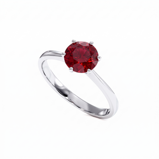 Palais-Royal-Ring, synthetischer Rubin (synthetischer Stein), Perspektivansicht, 18 Karat Weißgold oder Platin 950 — Maison Laveran Paris