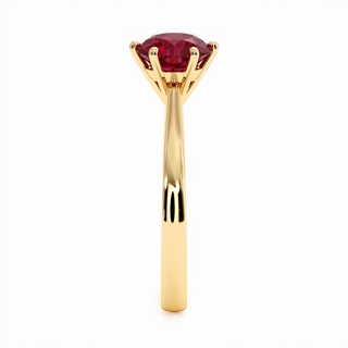 Palais-Royal-Ring, synthetischer Rubin (synthetischer Stein), Seitenansicht, 18 Karat Gelbgold — Maison Laveran Paris