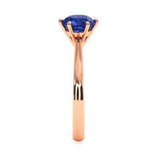 Palais-Royal-Ring, synthetischer blauer Saphir (synthetischer Stein), Seitenansicht, 18 Karat Roségold — Maison Laveran Paris