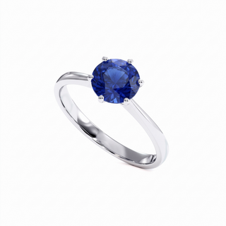 Palais-Royal-Ring, synthetischer blauer Saphir (synthetischer Stein), Perspektivansicht, 18 Karat Weißgold oder Platin 950 — Maison Laveran Paris