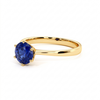 Palais-Royal-Ring, synthetischer blauer Saphir (synthetischer Stein), Dreiviertelansicht, 18 Karat Gelbgold — Maison Laveran Paris