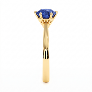 Palais-Royal-Ring, synthetischer blauer Saphir (synthetischer Stein), Seitenansicht, 18 Karat Gelbgold — Maison Laveran Paris