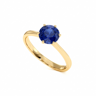 Palais-Royal-Ring, synthetischer blauer Saphir (synthetischer Stein), Perspektivansicht, 18 Karat Gelbgold — Maison Laveran Paris